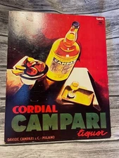 Cordial Campari Liqueur 1926 Italian Aperitif  Liquor Vintage Wooden Wall Sign