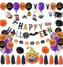 Saicheng Halloween Party Decor Set, Banners Balloons Hanging Swirls, Style 1