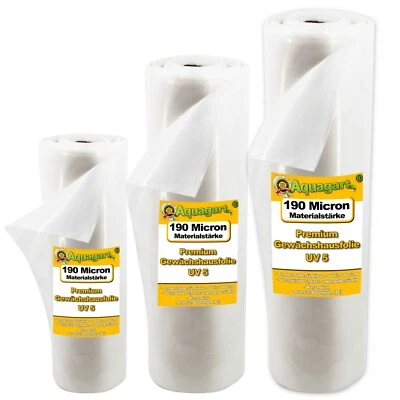 AQUAGART Gartenfolie Gewächshausfolie UV5 Frühbeetfolie Treibhausfolie 190 Mircron 0,19mm