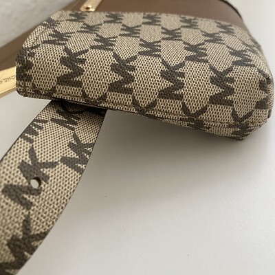 Michael Kors MK Logo Brown Tan Belt Bag Fanny Pack Purse  display picture 3