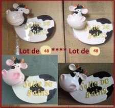 Lot de 48 Plaques VACHE en Céramique, avec Tête sur Ressort pour Salle De Bains