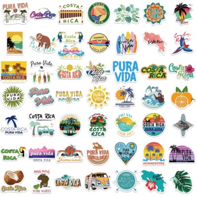 Pura Vida Costa Rica Travel Sticker - 4 Inch Waterproof Vinyl Decal