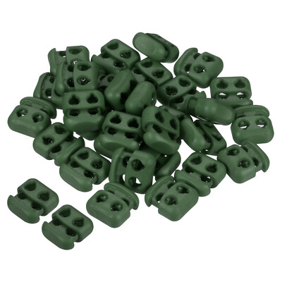 Cord Locks, 30 Pack Oval Spring Toggle Stopper, Dark Green