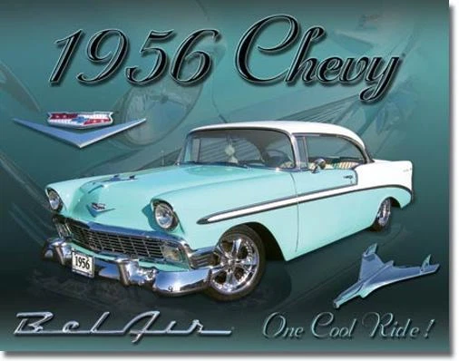 1956 Chevy Bel Air Custom Chevrolet USA Metall Deko Schild - Bild 1 von 1