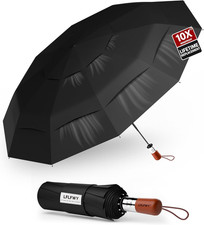 Windproof Umbrella with Triple-Vented Canopy for Strong Wind  Heavy Rain, 47 In