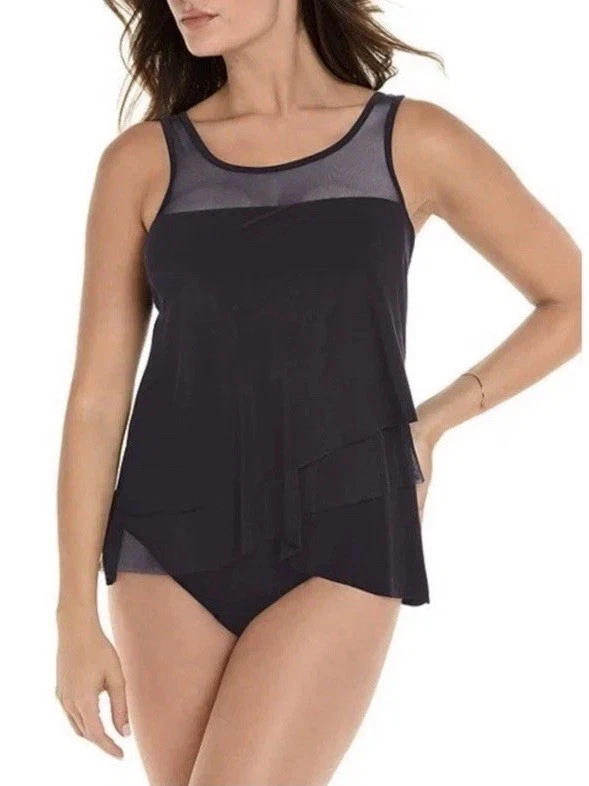 Nuevo con etiquetas Camiseta Tankini Miraclesuit Talla 14 Illusionists Mirage Con Aros Azul Medianoche Foto 2 de 4