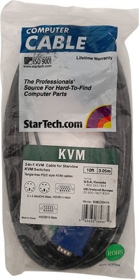 Neu StarTech ultradünnes PS/2-VGA-2-in-1-KVM-Kabel 10ft 3m