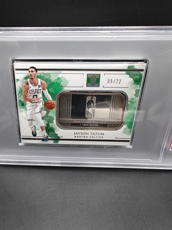 RARE 2018 Impeccable Jayson Tatum 1oz .999 Fine Silver Bar LOGOMAN /22 PSA 6 #32