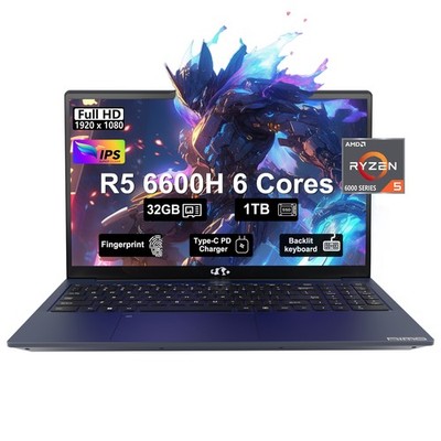 Gaming Laptop AMD Ryzen 6600H 16/32GB RAM 512GB