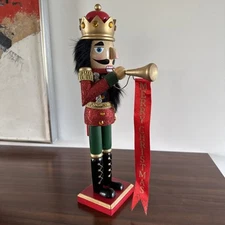 North Pole Trading Co New 2024 14” Tall Nutcracker Soldier Trumpeter Red Glitzy