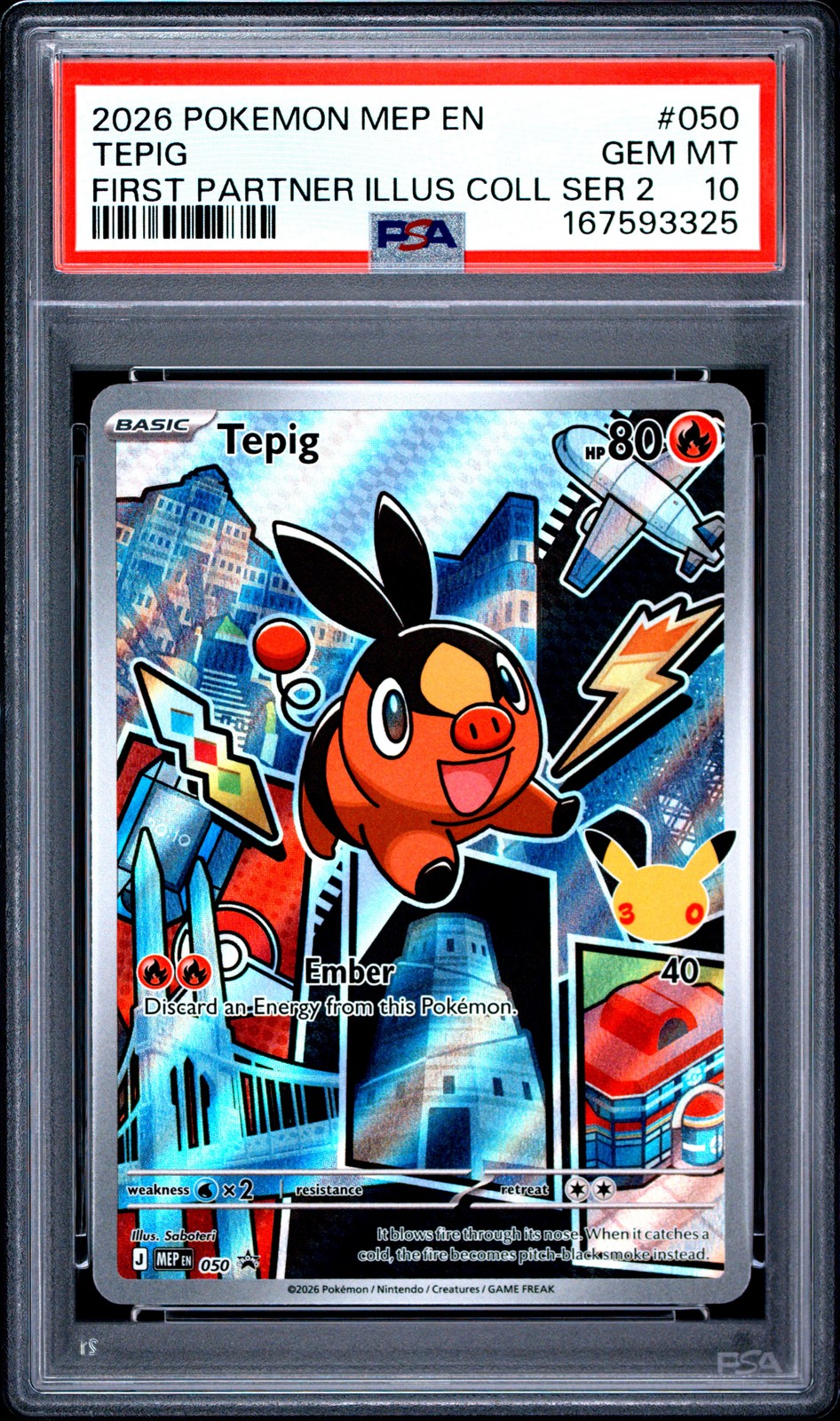 2026 POKEMON MEP EN-ME BLACK STAR PROMO #050 TEPIG PSA 10