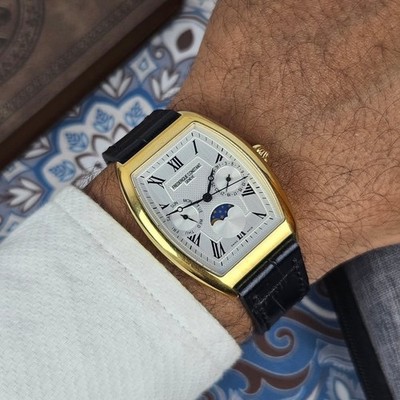 Seltene Frederique Constant Moonphase Tonneau FC260X4T5/6 Roman White Swiss Uhr