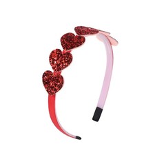 Valentines Day Headband Heart Head Boppers Glitter Hair Accessories Red