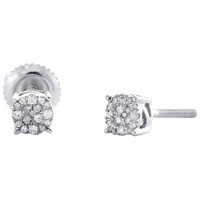 10K WeißGold Diamant Kreis SolitäR Ohrstecker Unisex 4.5Mm 4 Krappen 0.12 CT