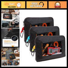 Heavy Duty Tool Pouch with Clear Window, 1680D Oxford, Zippered Organizer Bag, 3