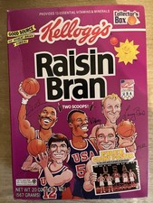 Vintage Kellogg Raisin Bran Collector's Box with the USA BasketballTeam 20 oz
