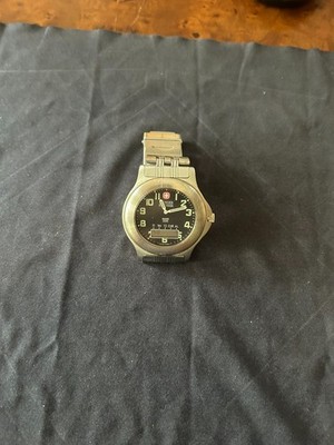 Vintage Wenger Silver Tone 40mm  Analog Digital Black New Battery