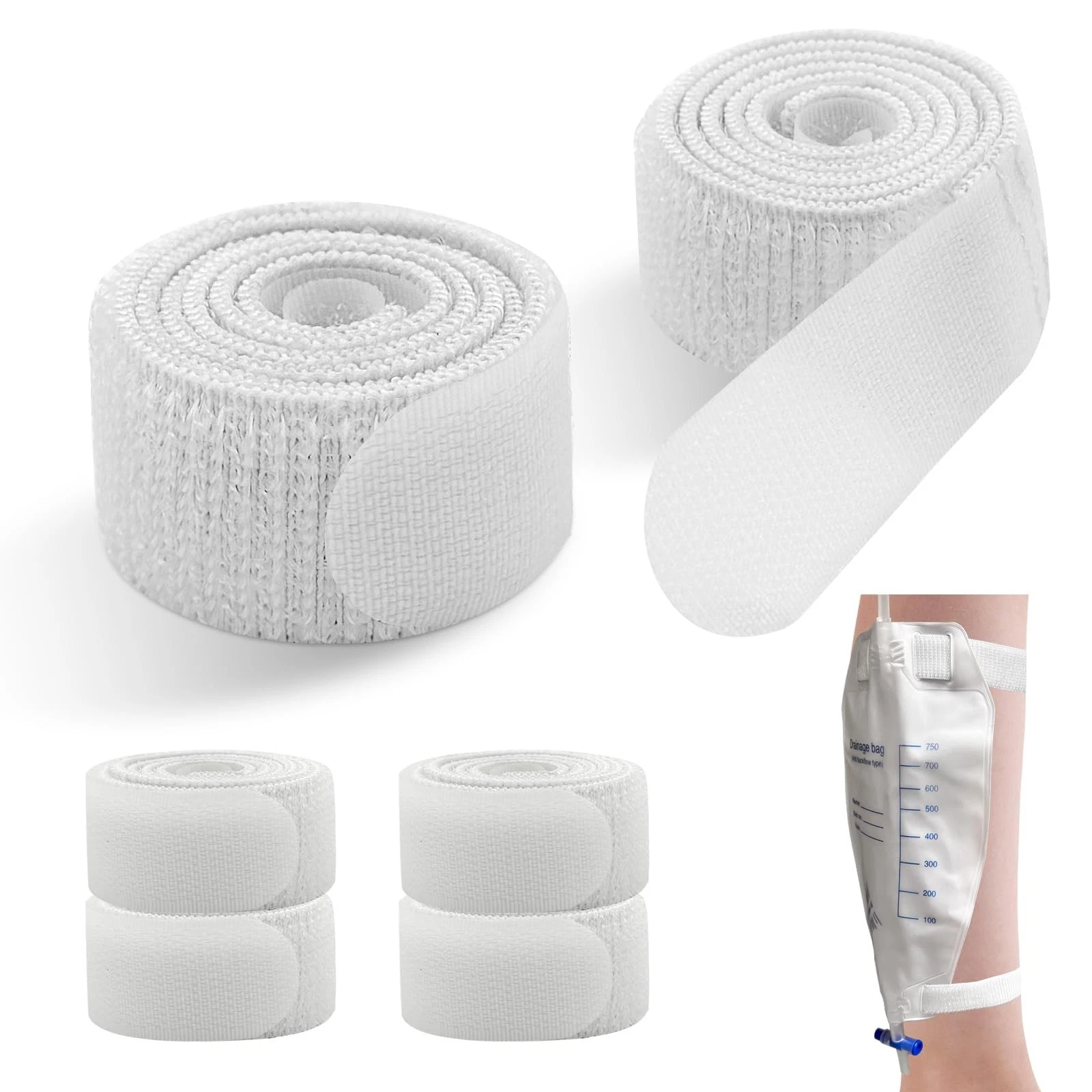 4 Packs Leg Bag Straps(White), Urine Drainage Bag Strap Catheter Leg Bag Stra...
