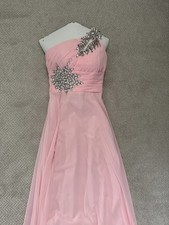 One shoulder Pleated Rhinestones beaded Long Evening Gown prom dress size 2
