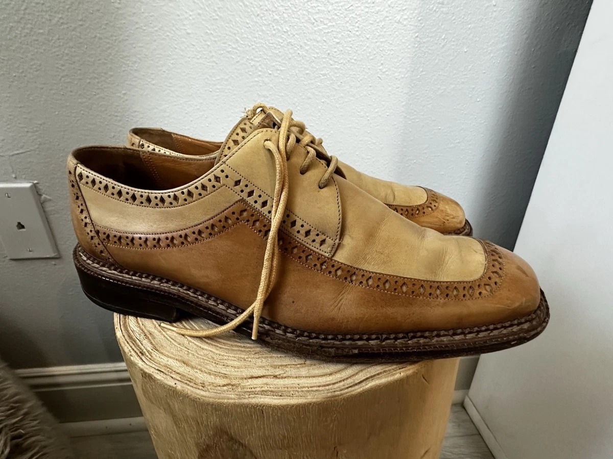 Mezlan Marakesh Woven Tan Leather & Canvas Split Toe Derby Lace Up Shoes 13 Beige Mezlan Dress Shoes for Men for sale | eBay main image 2