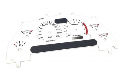 Ford Mustang 1999-2004 white custom replacement tacho face gauge from MPH to km/