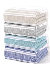 4 Pack Oversized Cotton Turkish Beach Towel, Throw Blanket 50"x68"