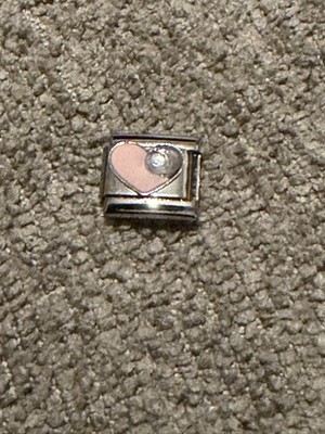 Neu Rosa Herz CZ Silber Charm passt allen 9mm Klassisch Italienisch Armband