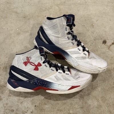 Under Armour Curry 2 Team USA Olympic Men Basketball Shoe White Red Blue Size 12