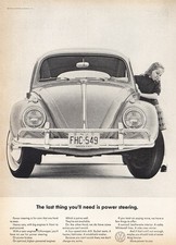 1964 Volkswagen Beetle: Last Thing You'll Need Power Steering Vintage Print Ad