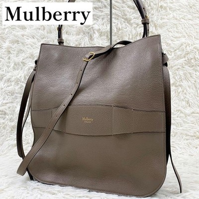 Mulberry Amberley grau beige Leder 2-Wege Schultertasche goldene Hardware aut...
