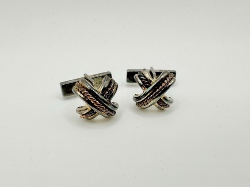 Gemelli Tiffany & Co Paloma Picasso firma x corda oro sterling 925 18 carati 92 - Foto 3 di 9