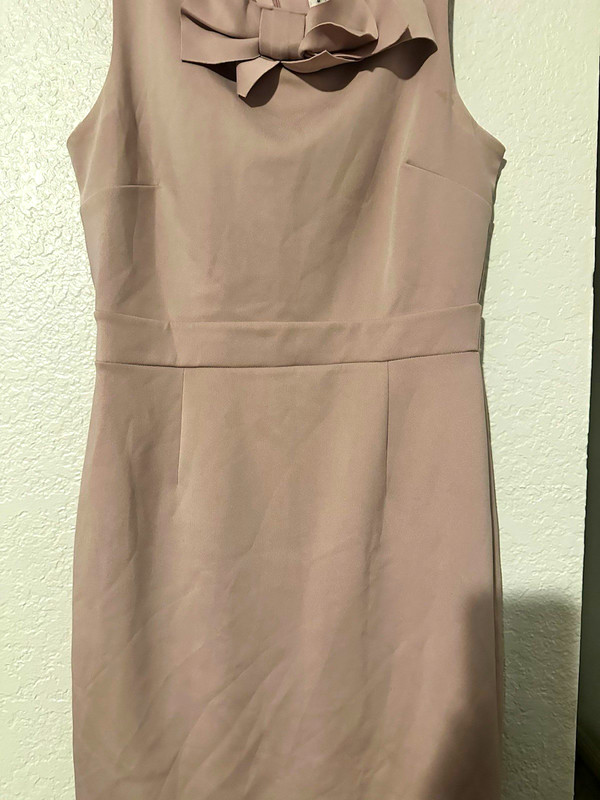 Enfocus Studio Women’s Beige Sleeveless Bow Neck Chiffon Jumpsuit Size 8