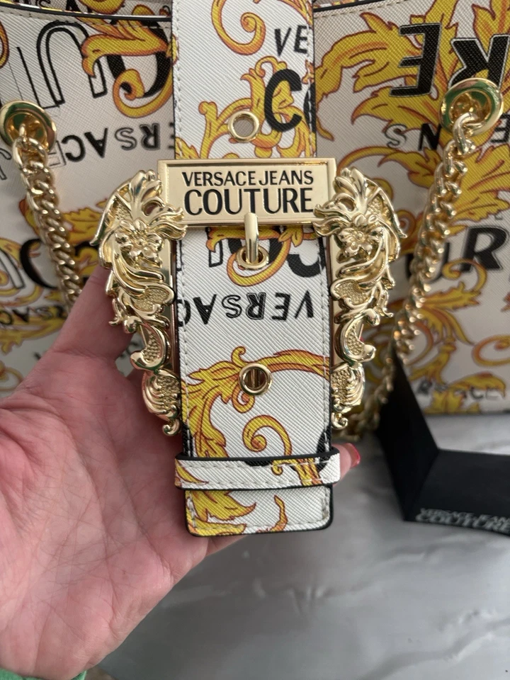 Versace Jeans Couture Baroque Print Shoulder Bag – Gold Buckle Chain – New! - Image 2 of 4