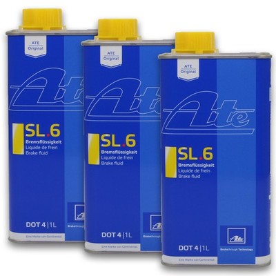 3x ORIGINAL ATE Bremsflüssigkeit Brake Fluid SL.6 DOT4 1 Liter / 03.9901-6402.2