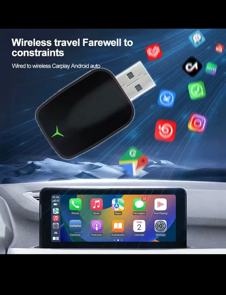Wireless CarPlay Android Auto Adapter 2 in1 (Stick,USB Adapter) - Bild 3 von 4