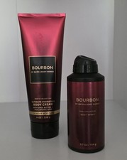Bath Body Works Men's Collection BOURBON Body Cream Body Spray Set of 2