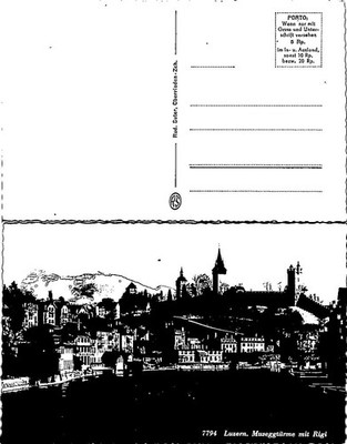 Luzern Museggturme mit Rigi Postcard Switzerland Vintage Unposted 7794 Scenic