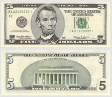 1999 Boston $5 Federal Reserve *Star Note Consecutive ~ 1 Note From Bank Pack