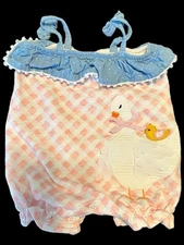 Mud Pie Baby Girls Pink Checked Mother Goose Bubble 0/3 mo