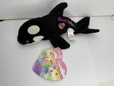 NEW VINTAGE 1998 LISA FRANK MAX SPLASH ORCA BEANIE STUFFED ANIMAL PLUSH TOY TAG
