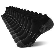 Mens 100 Cotton Cushioned Ankle Socks, Moisture Wicking Breathable Athletic ...