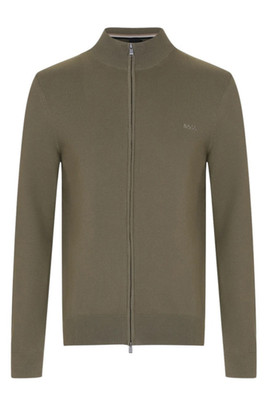 Pullover BOSS Herren dunkelgrün Full Zip Smart Casual Strick - Palano-L Größe M