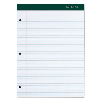 Docket Writing Pad, 8-1/2'' x 11-3/4'', College Rule, White , 3-Hole Punched, 1...