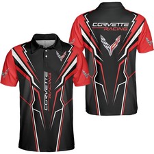 NEW Custom Name Men's Corvette C8 Logo Racing Gift For Men's Polo All Size S-5XL