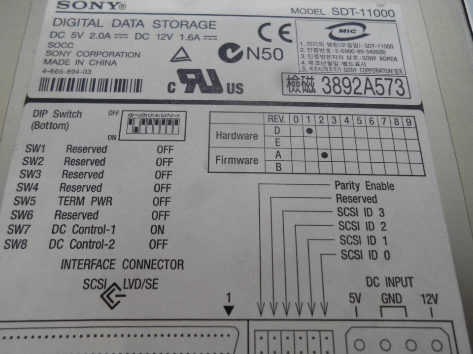 SONY drive SDT-11000 Internal Tape Drive DDS4 DAT SDT11000 DAT40 - Image 3 of 3