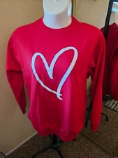 BRAND NEW: Women's Port  Company Size Large Red "Heart" Crewneck Sweatshirt