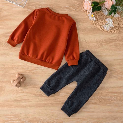 Set 2 pz vestiti bambino bambino bambino bambino bambino t-shirt lettere top pantaloni outfit - Foto 9 di 17