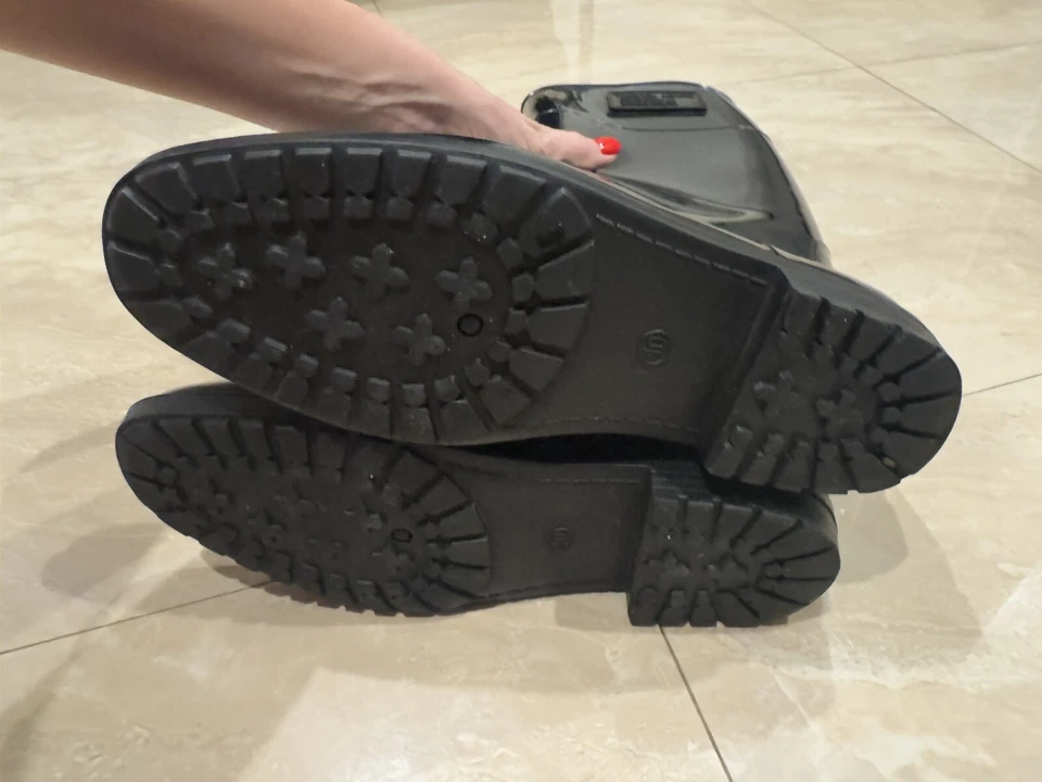 Armani Jeans 1981 Women's AJ Tall Rain Boot Rubber Black Boots Size 40 - Image 3 of 4