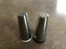 Vintage Mid Century Modern Stainless Steel Salt & Pepper Shakers
