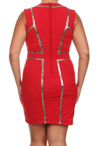 PLUS RED BLACK SEQUIN COCKTAIL EVENING CLUB FASHION MINI DRESS NEW 1X 2X 3X - Picture 4 of 7